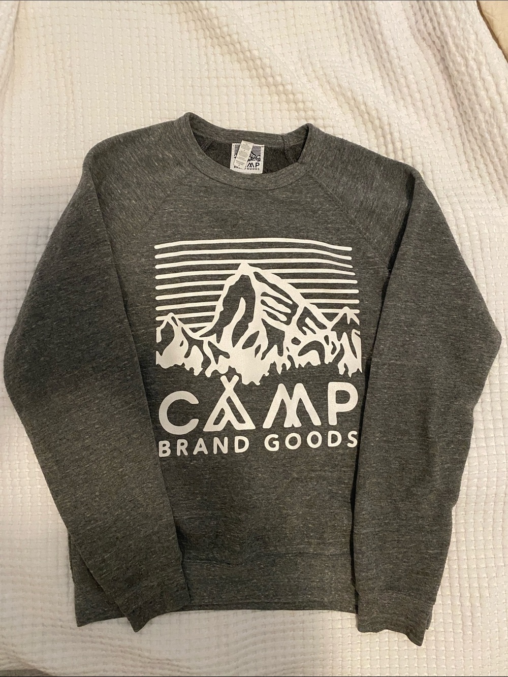 🏕️ Camp Brand Goods Super Soft Heather Grey Sweatshirt Camping Sweater Size S